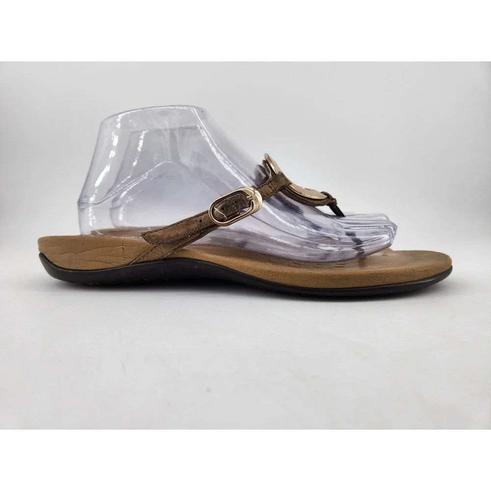 Vionic Park Orchid Thong Sandals Womens 9 Bronze‎ Metallic Gold Ring Orthaheel
